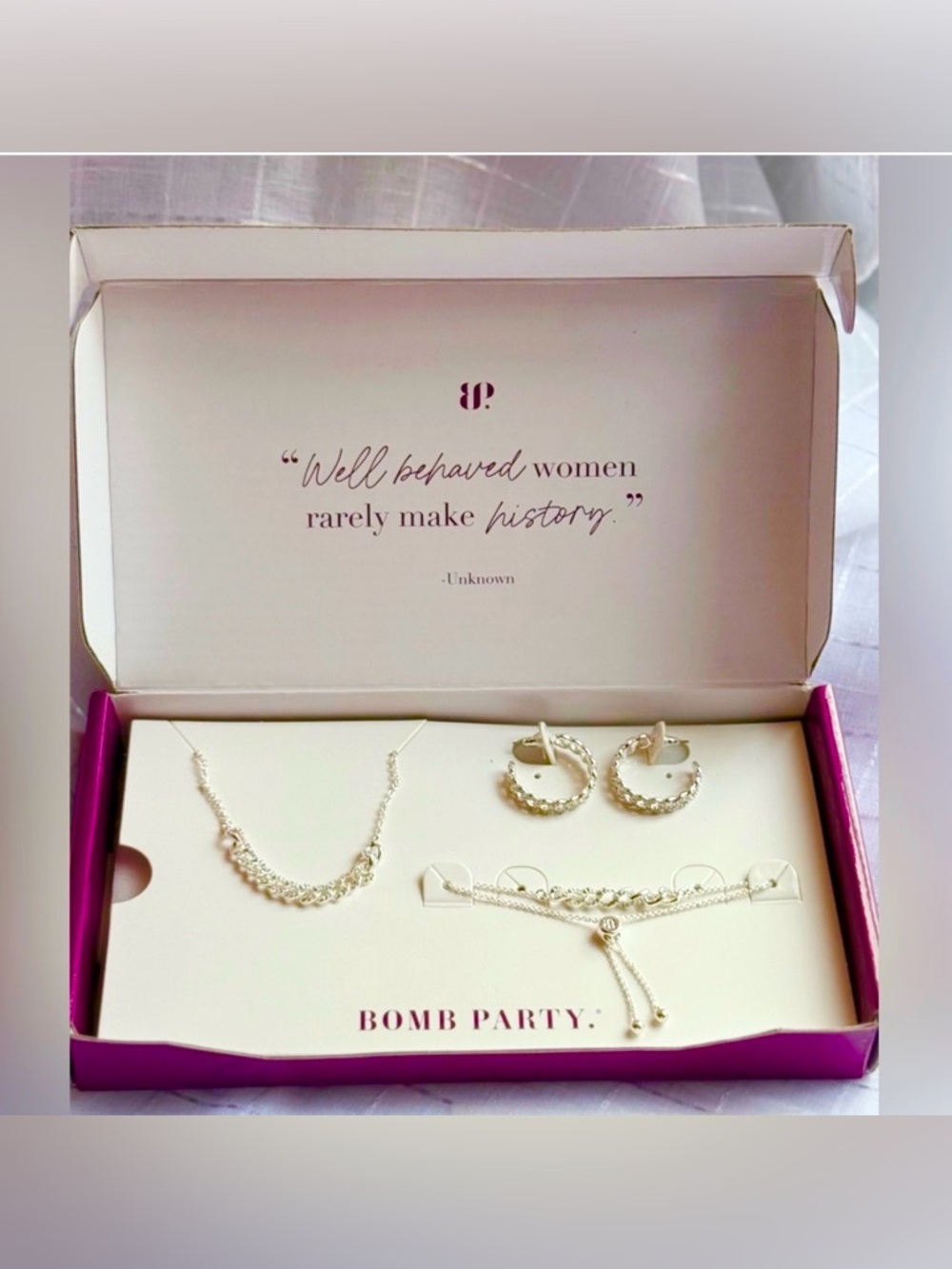 Bomb Party GLAMBOX Silver & CZ Braxeley, Necklace & Earring Set